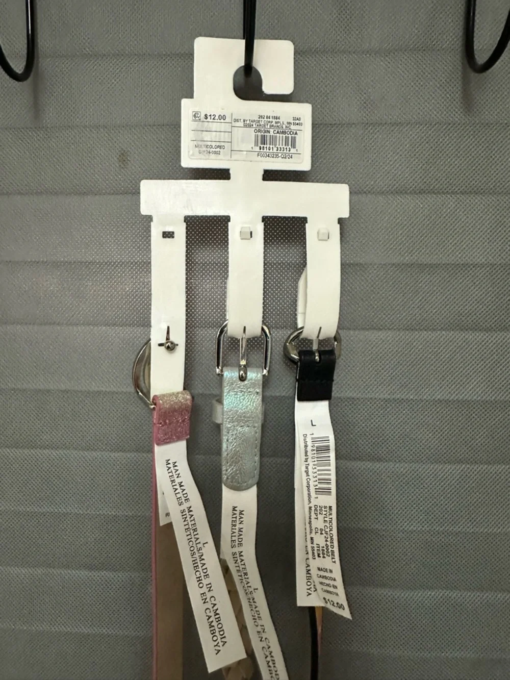 TARGET Girls 3pk Rainbow Belts - Cat & Jack : Adjustable skinny Belts size lg